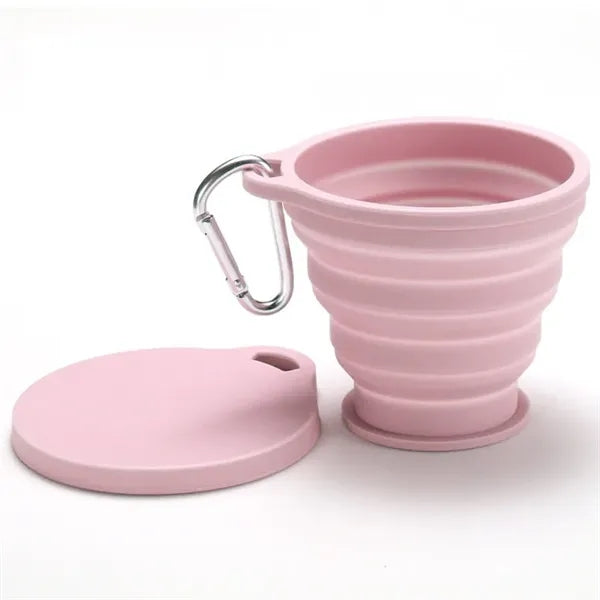 Small Collapsible Silicone Cup with Carabiner Lid