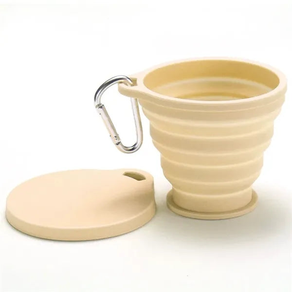 Small Collapsible Silicone Cup with Carabiner Lid