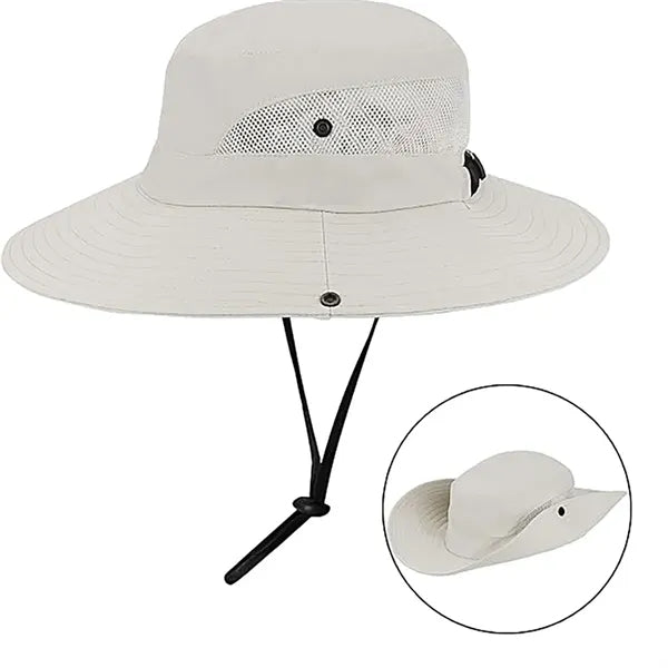Outdoor Sun Hats Mesh Wide-Brim Beach W/ Ponytail-Hole