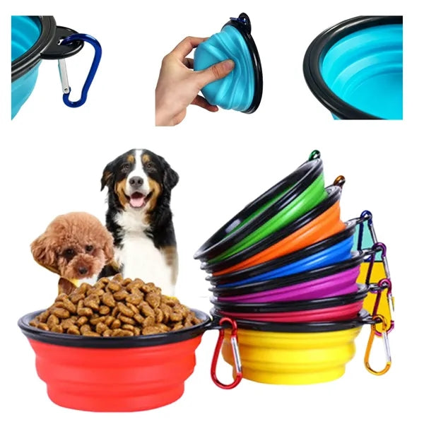 Foldable Dog Bowl with Carabiner Clip
