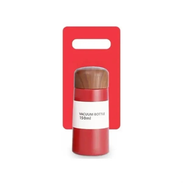 5 oz Mini Stainless Steel Water Mug with Wood Grain Lid