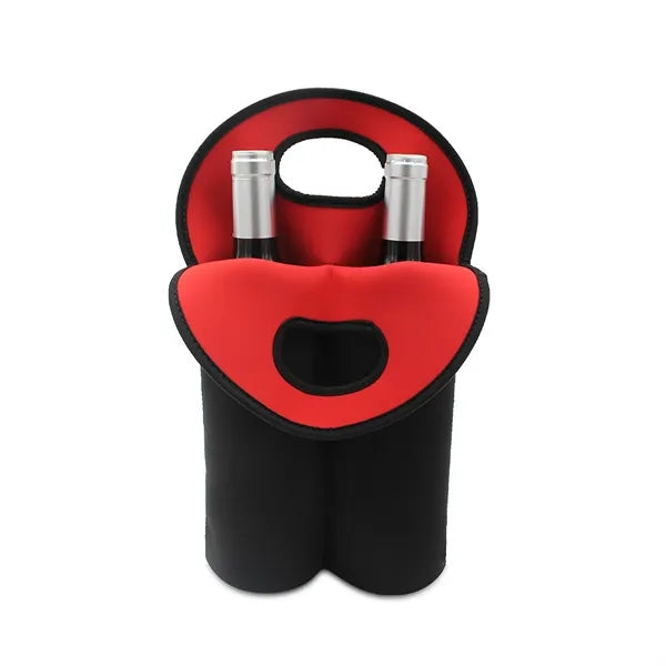 Neoprene 2-Bottle Wine Tote Soft Insulated and Protective