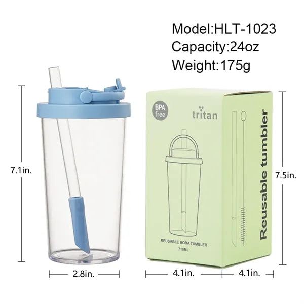 24 Oz. Straw Cup With Large Hole For Pearl Milk Tea