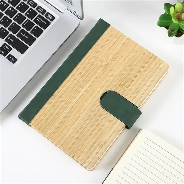 Bamboo Surface Magnetic Buckle Business Notebook