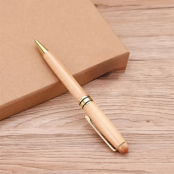 Bamboo Business Card Box Keychain Signature Pen Set