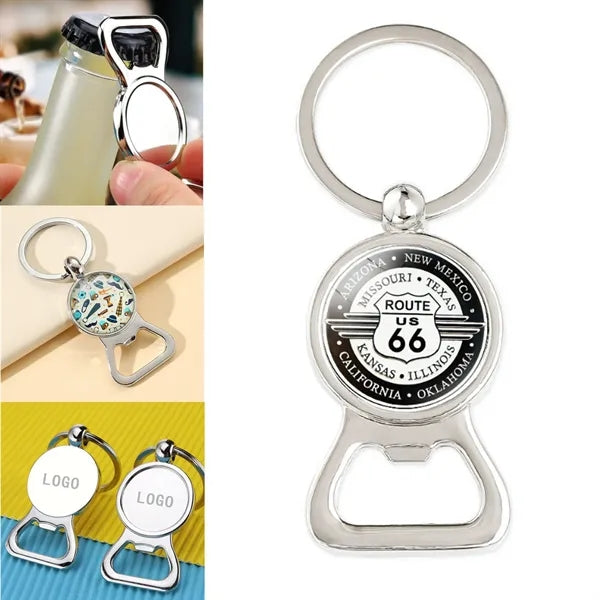 Metal Round Bottle Opener Keychain