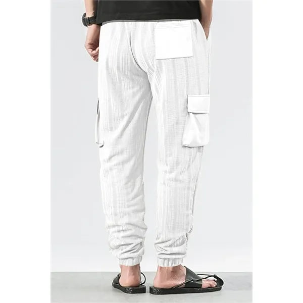 Men's Beach Summer Cotton Linen Loose Jogger Pants