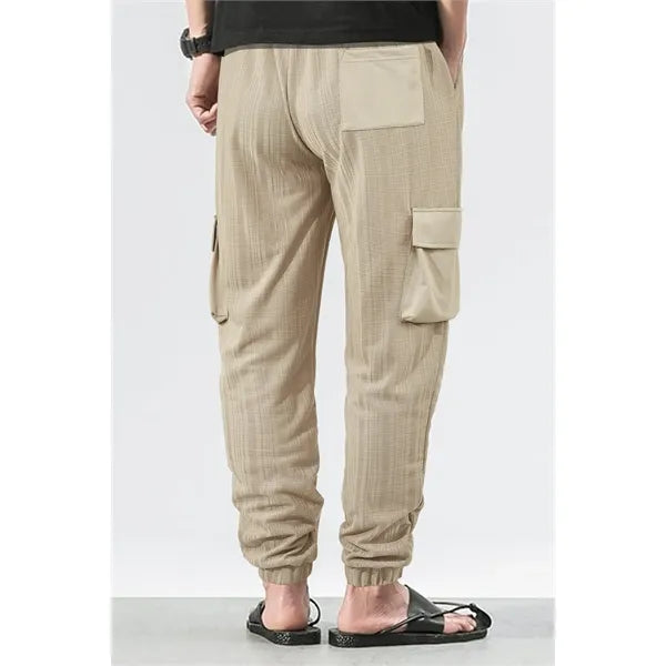 Men's Beach Summer Cotton Linen Loose Jogger Pants