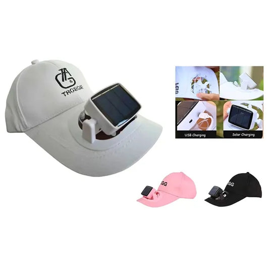 Solar Fan Hat Rechargeable USB Battery Baseball Cap