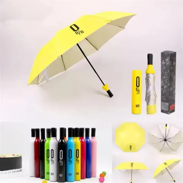 Wine Bottle Shaped Folding Umbrella