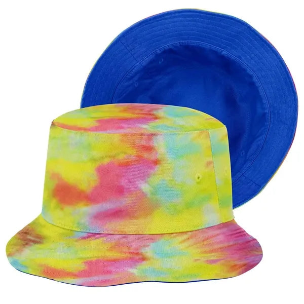 Camouflage Wide-Brim Bucket Hat with Embroidery