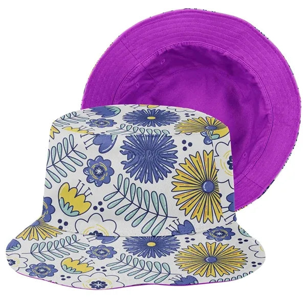 Camouflage Wide-Brim Bucket Hat with Embroidery