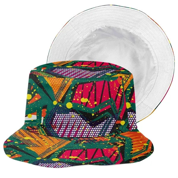 Camouflage Wide-Brim Bucket Hat with Embroidery