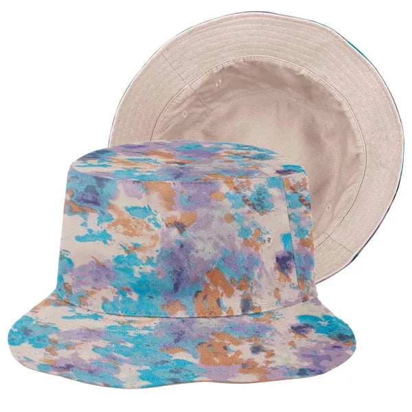 Camouflage Wide-Brim Bucket Hat with Embroidery