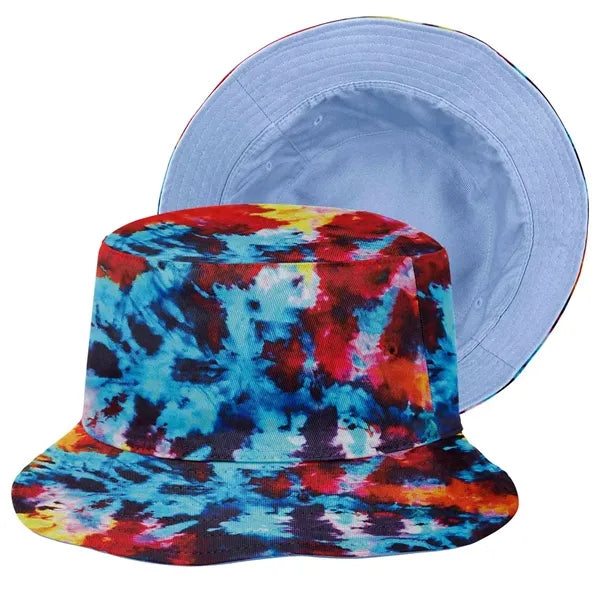 Camouflage Wide-Brim Bucket Hat with Embroidery