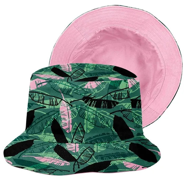 Camouflage Wide-Brim Bucket Hat with Embroidery