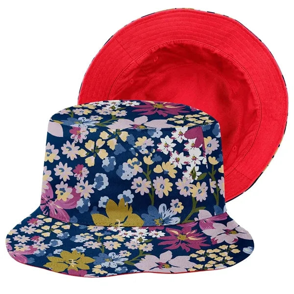 Camouflage Wide-Brim Bucket Hat with Embroidery