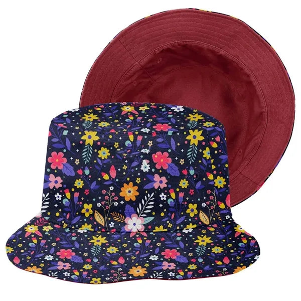 Camouflage Wide-Brim Bucket Hat with Embroidery