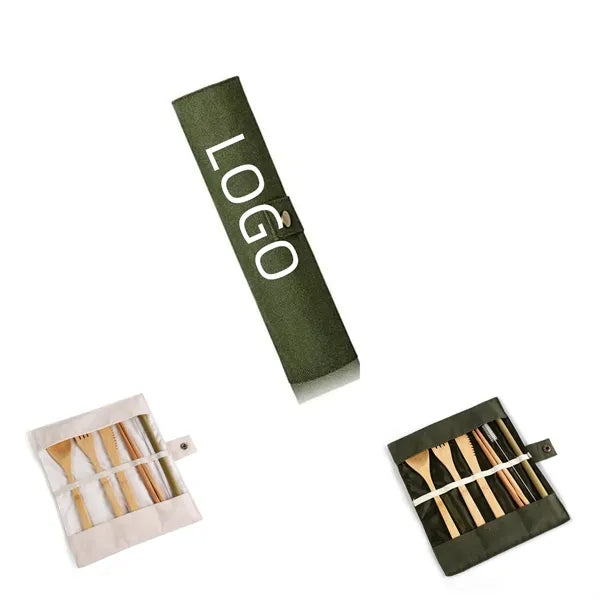 Portable outdoor bamboo tableware set