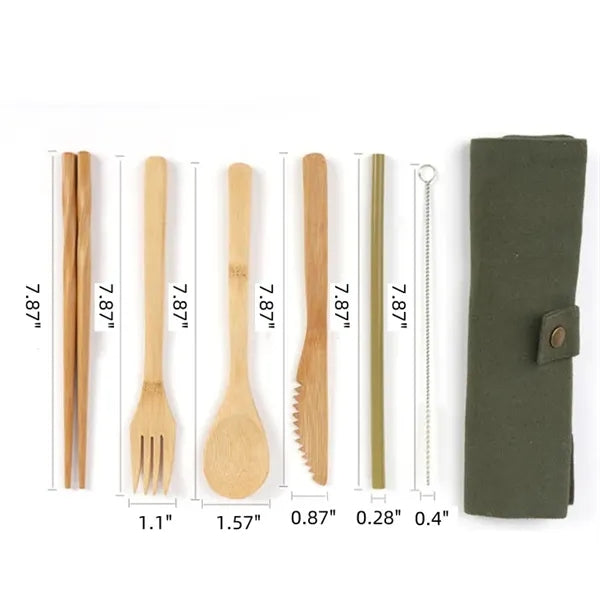 Portable outdoor bamboo tableware set