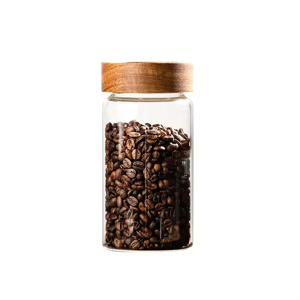 Acacia Wood Lid Borosilicate Glass Jar