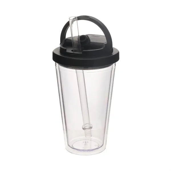 16oz Plastic Water Bottle with Straw