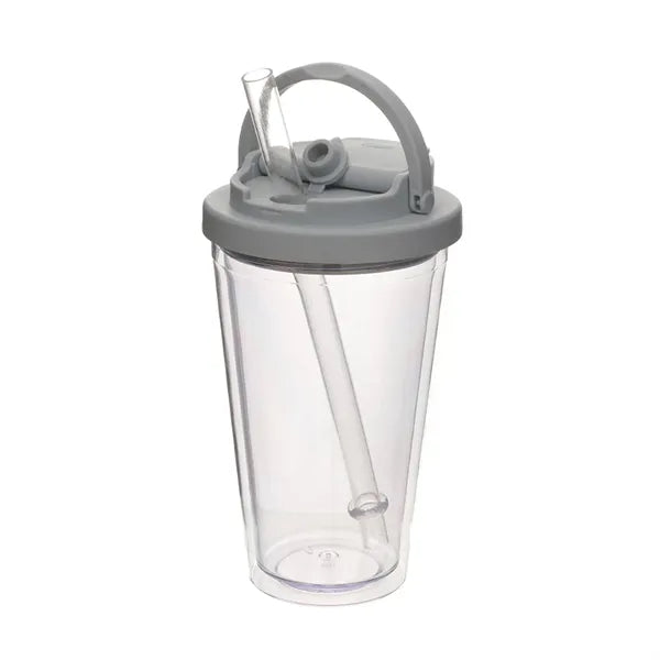 16oz Plastic Water Bottle with Straw
