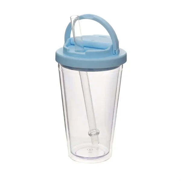 16oz Plastic Water Bottle with Straw