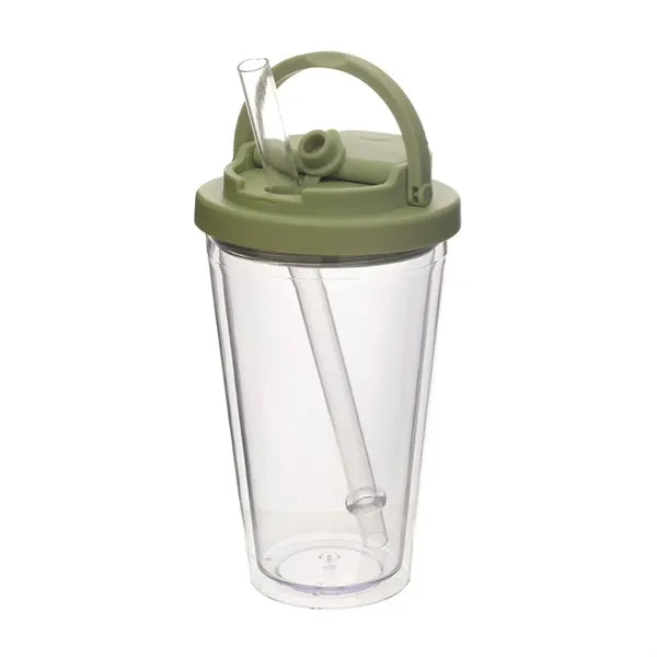 16oz Plastic Water Bottle with Straw