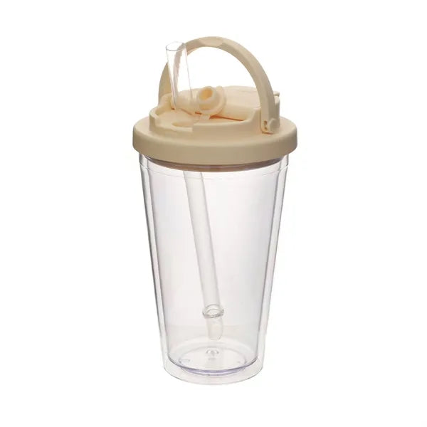 16oz Plastic Water Bottle with Straw