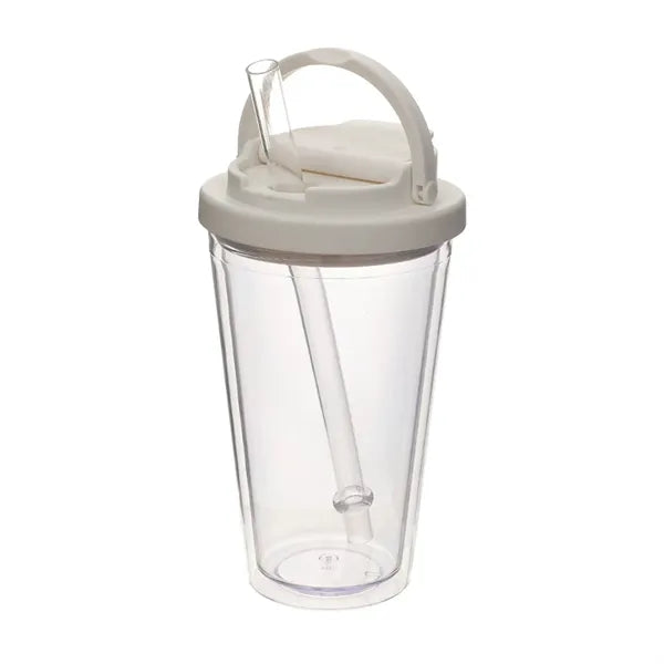 16oz Plastic Water Bottle with Straw