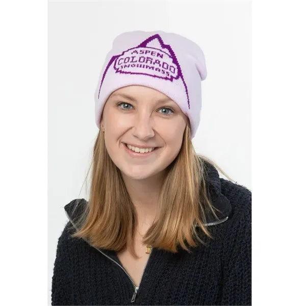 Beanie with Knit in Logo