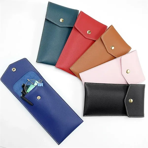 Leather Pencil Case Office Storage Bag Prevent Ink Leakage