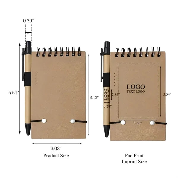 Mini Spiral Notebook Matching Colored Pen