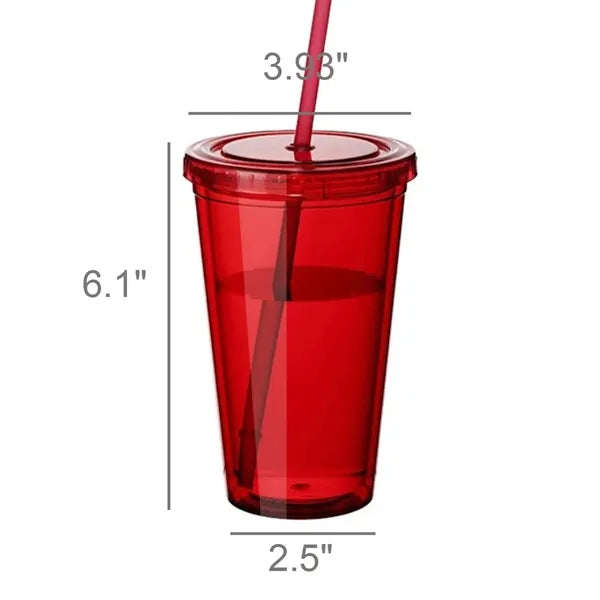 15oz Smoothie Tumbler with Straw Plastic Coffee cup Simple