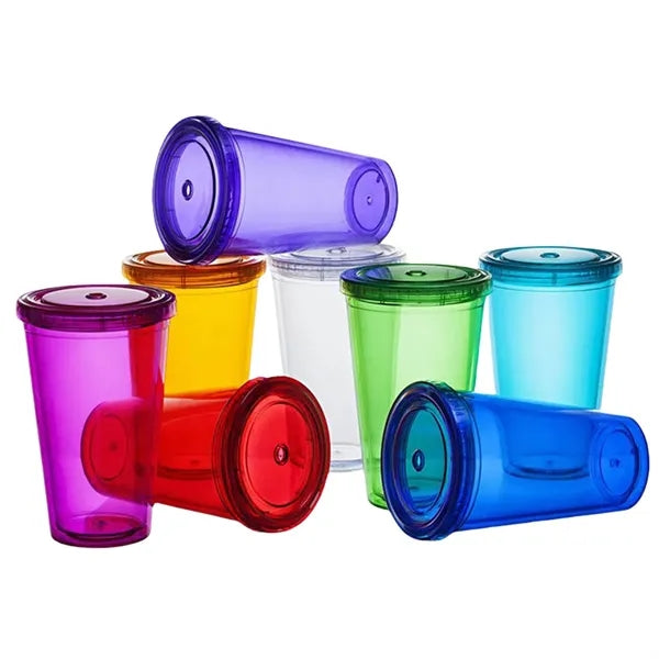 15oz Smoothie Tumbler with Straw Plastic Coffee cup Simple