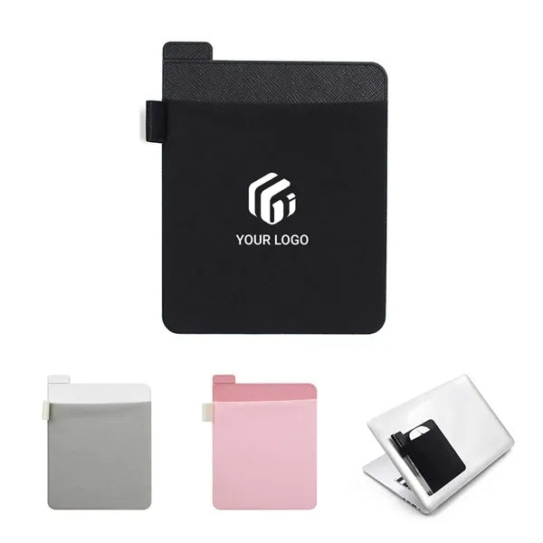 Adhesive slim laptop external storage pouch mouse holder