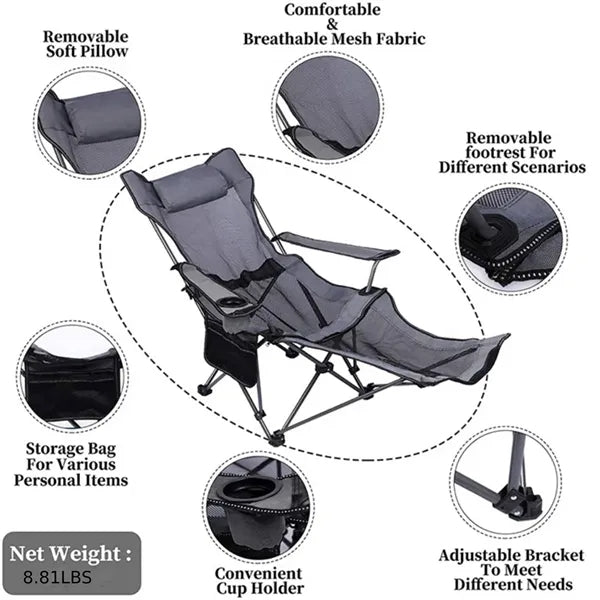Folding Outdoor Chair for Leisure Camping Lunch Break Beach
