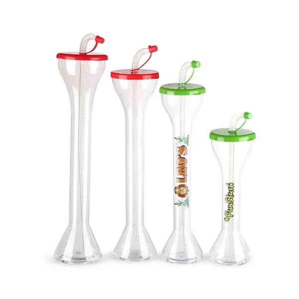 13 oz Dumbbell Shaped Yard Cup Water Bottle with Straw Lip