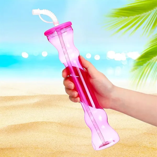 13 oz Dumbbell Shaped Yard Cup Water Bottle with Straw Lip