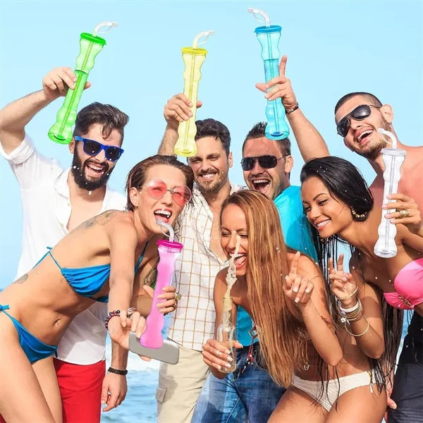 13 oz Dumbbell Shaped Yard Cup Water Bottle with Straw Lip