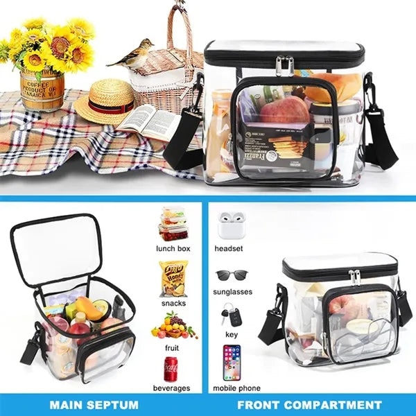 Clear Lunch Bag Plastic Transparent Tote Work Office Picnic