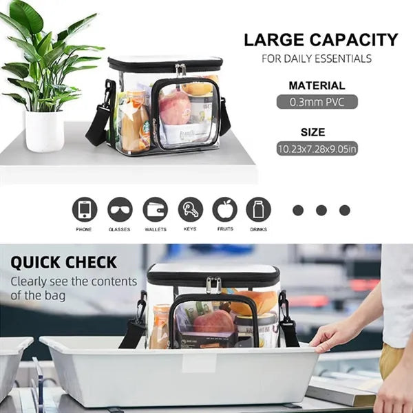 Clear Lunch Bag Plastic Transparent Tote Work Office Picnic