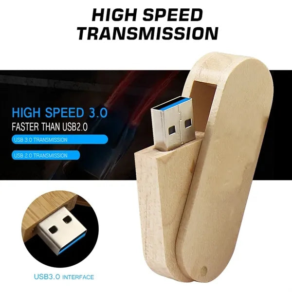 Eco-Friendly Bamboo Swivel USB 3.0