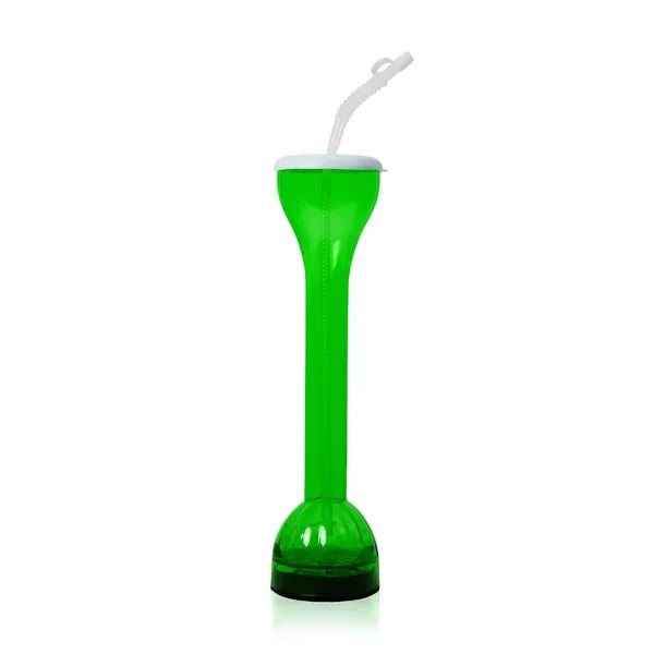 17 oz Green LED Flashing Yard Cup Glass Bottle with Straw