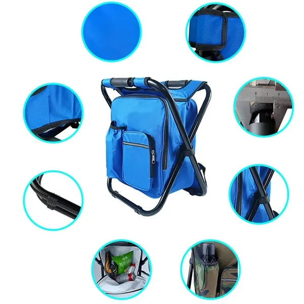 Outdoor Folding Chair Camping Portable Backpack Cooler Bag
