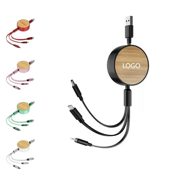 Bamboo Retractable Charging Cable