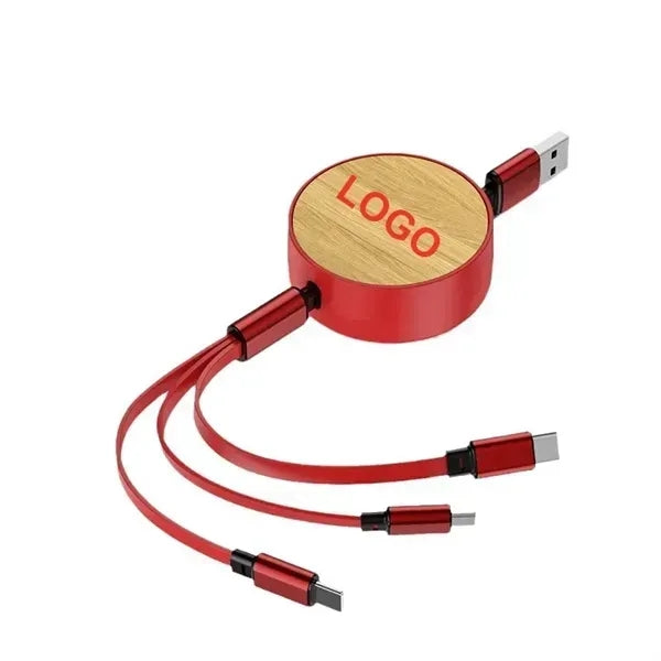 Bamboo Retractable Charging Cable