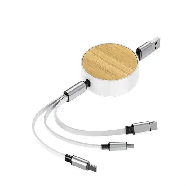 Bamboo Retractable Charging Cable