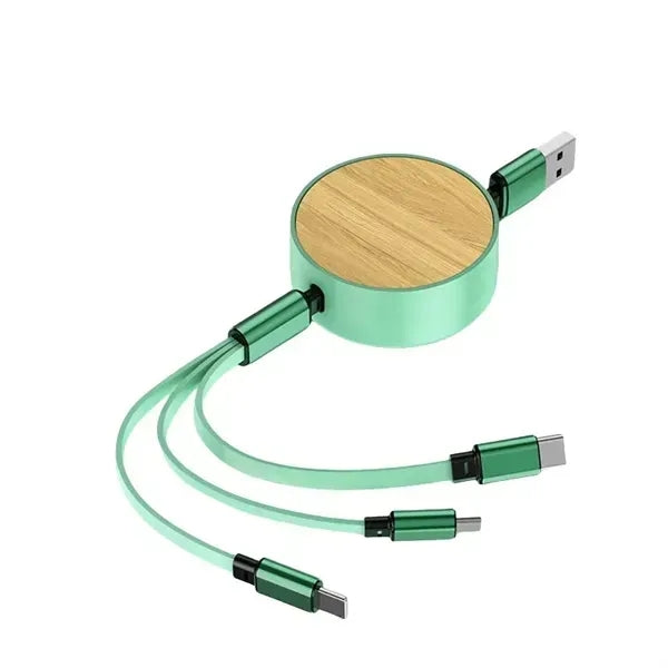 Bamboo Retractable Charging Cable